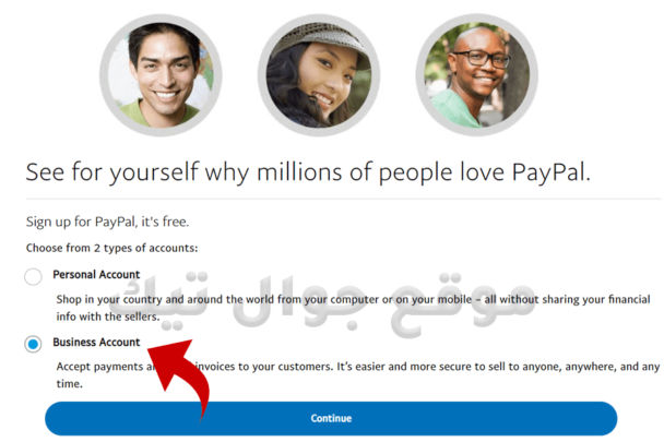 انشاء حساب باي بال تجاري Business PayPal